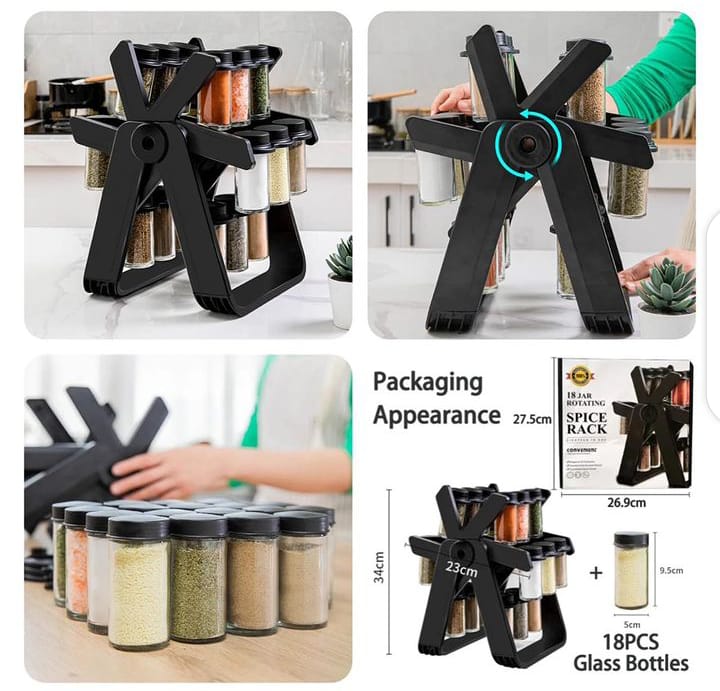 18-Jar Rotating Spice Rack Organizer