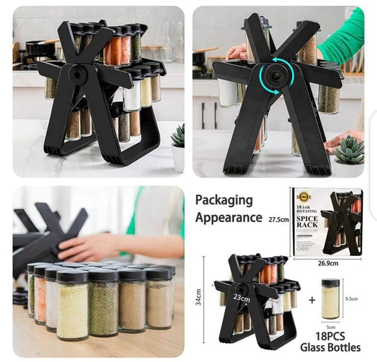 18-Jar Rotating Spice Rack Organizer
