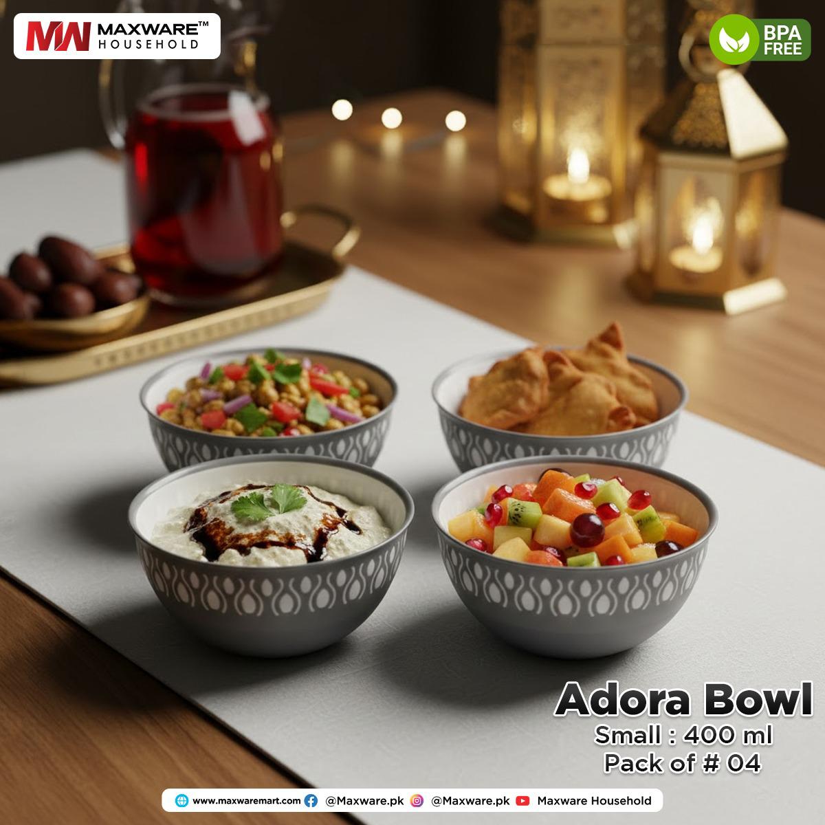 Maxware Adora Bowl Set 400ml – Small Elegant Plastic Bowls Pack of 4