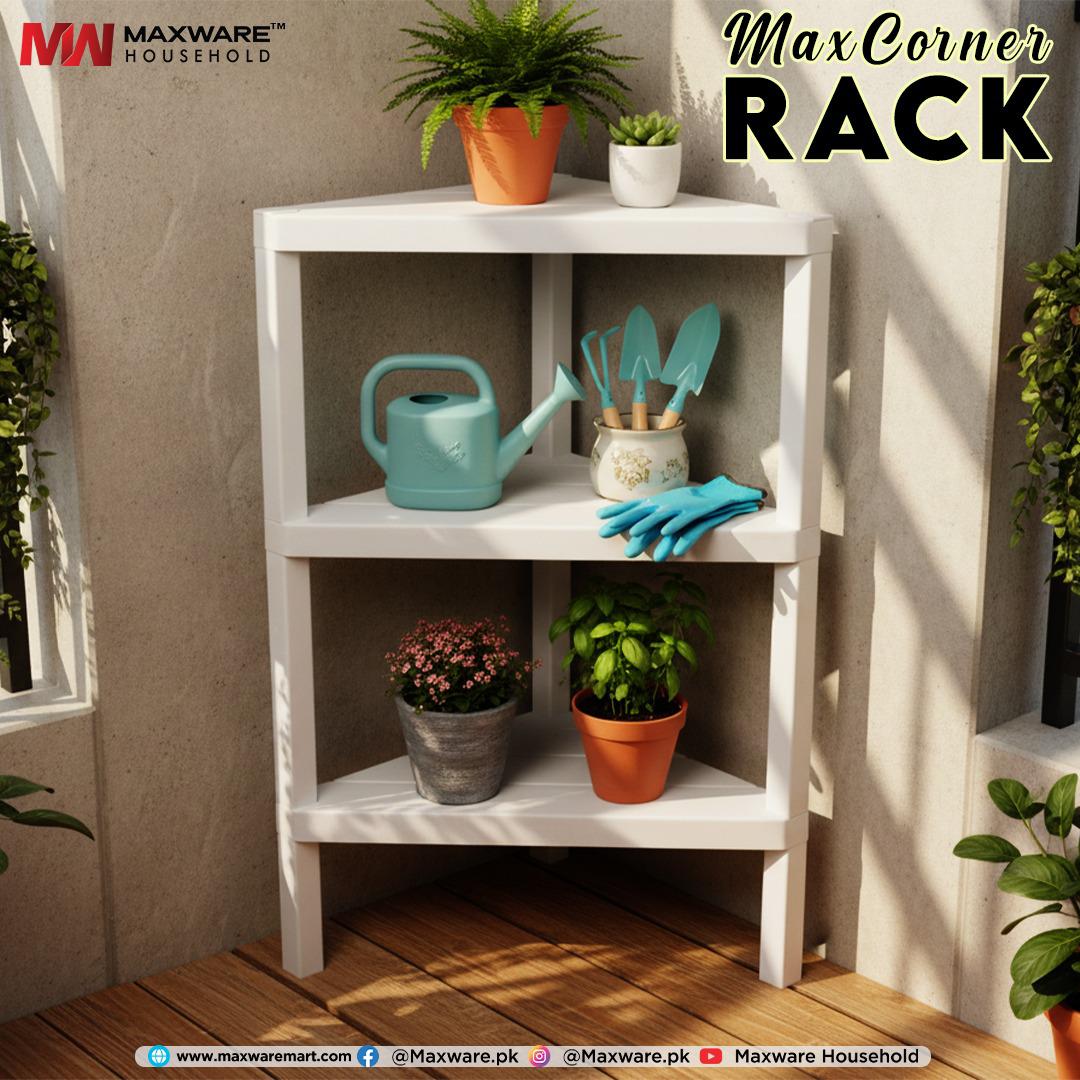 Maxware Max Corner Rack – 3-Tier Multi-Purpose Space Saving Storage Shelving Unit