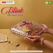 Maxware Blink Dry Fruit Dish – Clear Multi-Compartment Serving Platter for Snacks & Nuts