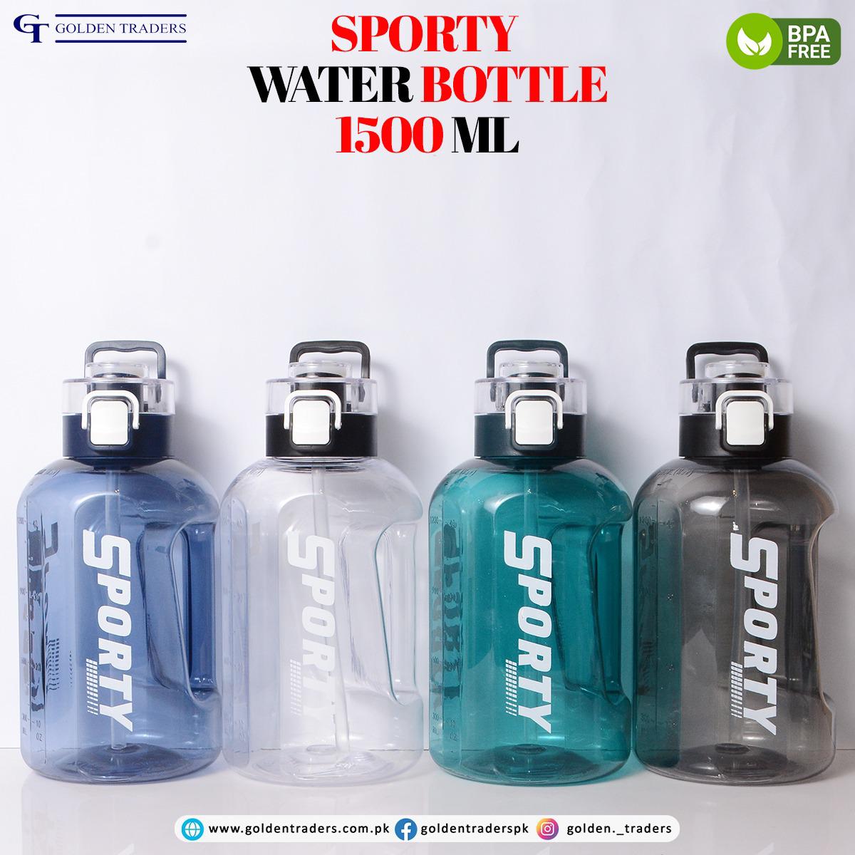 Golden Traders Sporty Water Bottle 1500ml – Large Leakproof Gym Jug with Handle