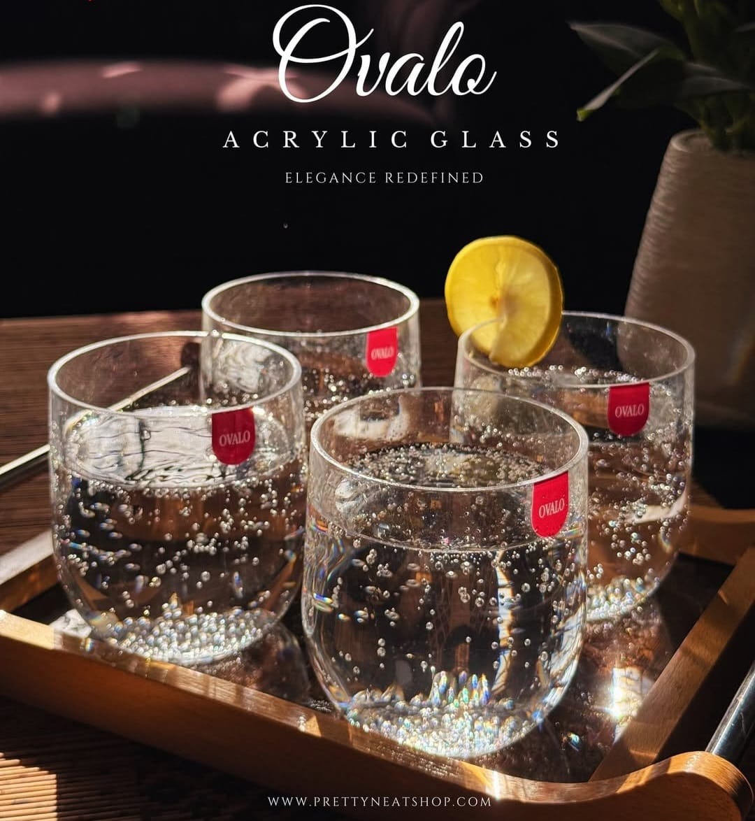 Ovalo Premium Acrylic Glass Set – Shatterproof Clear Tumblers for Dining & Parties