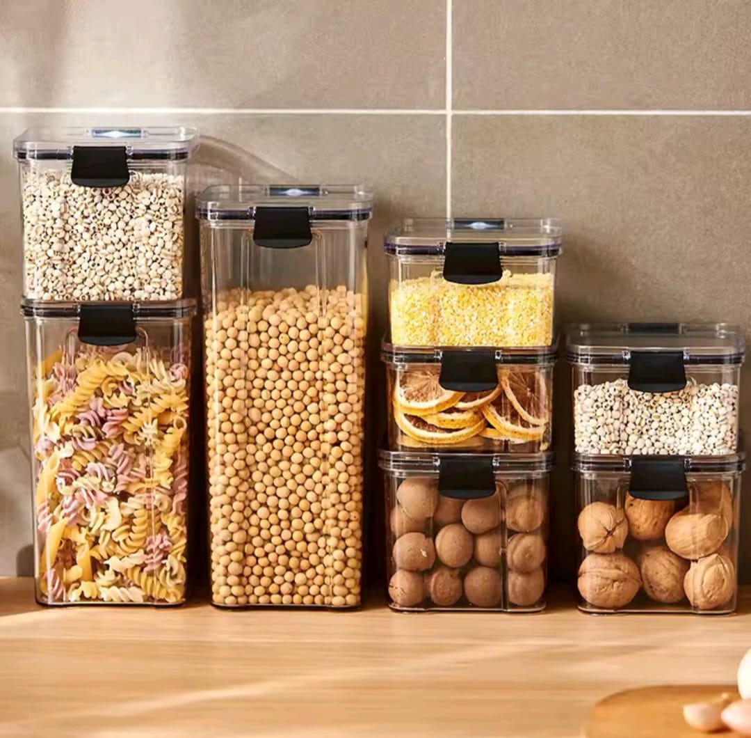 Airtight Food Storage Container Set – Stackable Clear Pantry Organizers with Locking Lids