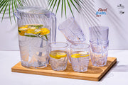 Novel Water Set 5 – Premium Clear Plastic Pitcher and Tumbler Set for Dining