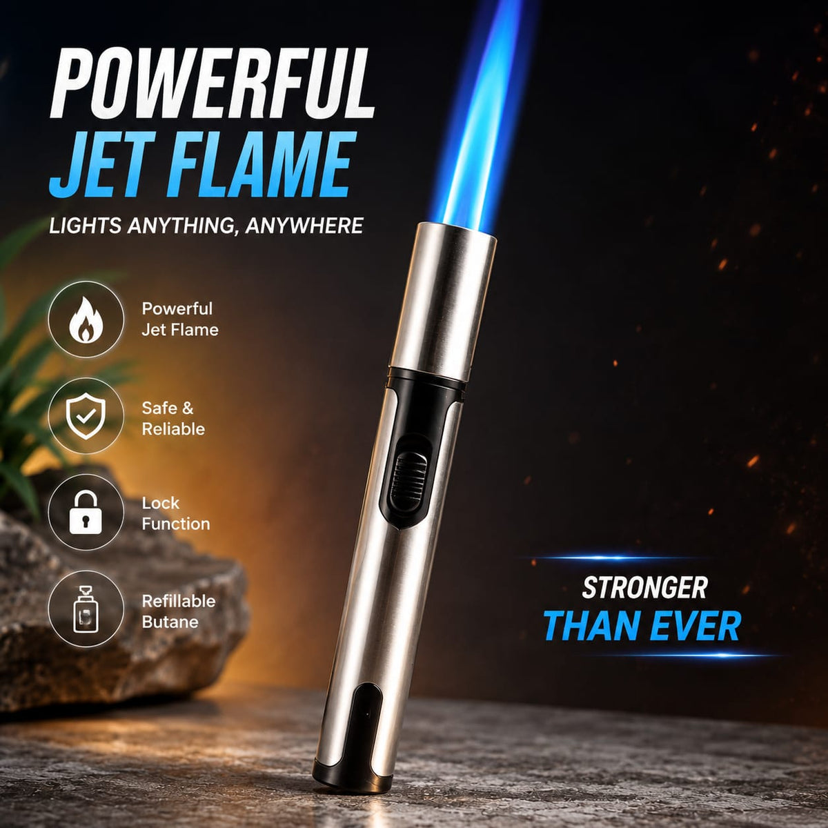 Premium Windproof Jet Flame Kitchen Lighter
